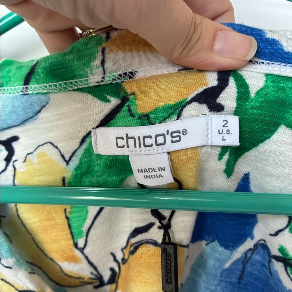 Women’s CHICOS Floral Blouse Large - Picture 4 of 6